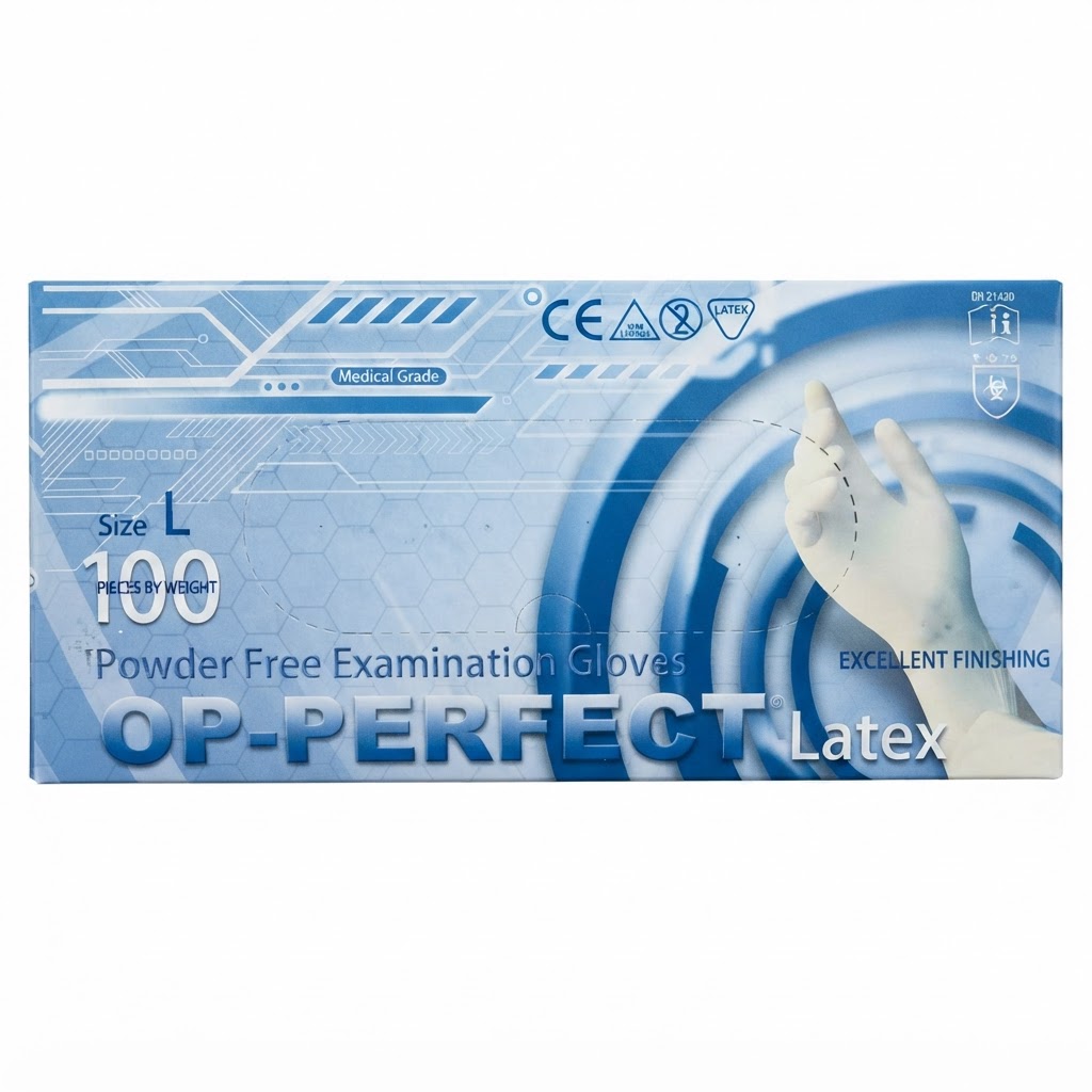 دستکش معاینه لاتکس بدون پودر حریر مدل OP-PERFECT_نئومکس